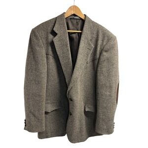 100% Wool Taos Country Mens 46 Brown Blazer | Elbow Patches Professor Academia
